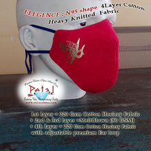 Load image into Gallery viewer, Elegance 100% Cotton  Reusable N95 shape Face Mask with Adjustable Ear Loop
