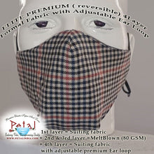 Load image into Gallery viewer, Premium Suiting Fabric Reversible 4 Layer Reusable Face Mask with Adjustable Ear Loop