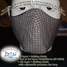 Load image into Gallery viewer, Premium Suiting Fabric Reversible 4 Layer Reusable Face Mask with Adjustable Ear Loop