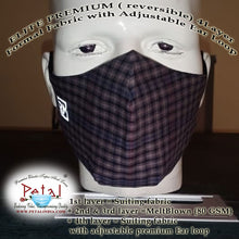 Load image into Gallery viewer, Premium Suiting Fabric Reversible 4 Layer Reusable Face Mask with Adjustable Ear Loop