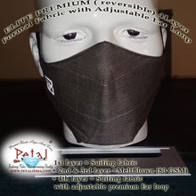 Load image into Gallery viewer, Premium Suiting Fabric Reversible 4 Layer Reusable Face Mask with Adjustable Ear Loop