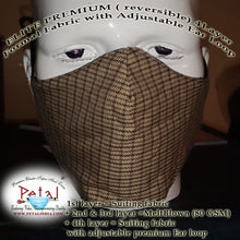 Load image into Gallery viewer, Premium Suiting Fabric Reversible 4 Layer Reusable Face Mask with Adjustable Ear Loop