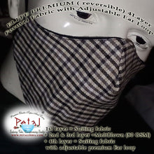 Load image into Gallery viewer, Premium Suiting Fabric Reversible 4 Layer Reusable Face Mask with Adjustable Ear Loop