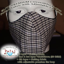 Load image into Gallery viewer, Premium Suiting Fabric Reversible 4 Layer Reusable Face Mask with Adjustable Ear Loop
